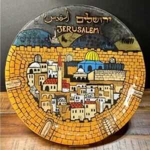 Andreas Meyer Naharyia Glass Jerusalem Old Town Art Decorative Vintage Plate